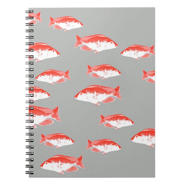 Caderno Espiral Peixes vermelhos e cinzas (Frente)