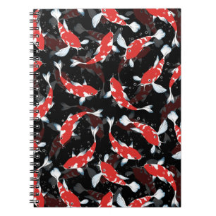 Caderno Espiral Peixes Vermelhos Japoneses - Padrão de Peixes Koi
