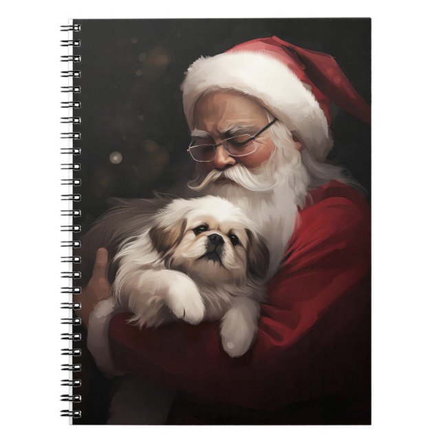 Caderno Espiral Pekingese com Papai Noel Natal Festivo (Frente)