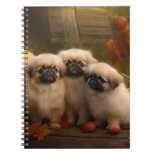 Caderno Espiral Pekingese Puppy Autumn Delight Pumpkin