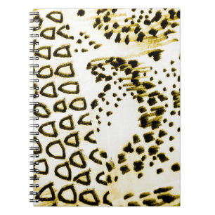Caderno Espiral Pele de Cobra repetitiva. Estilo de Moda Amarela.