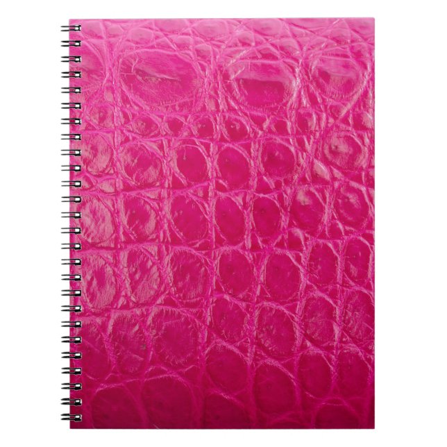 Caderno Espiral Pele de crocodilo rosa, textura de couro (Frente)