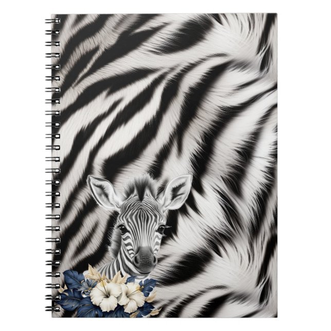 Caderno Espiral Pele de Impressão de Zebra Branca Negra (Frente)