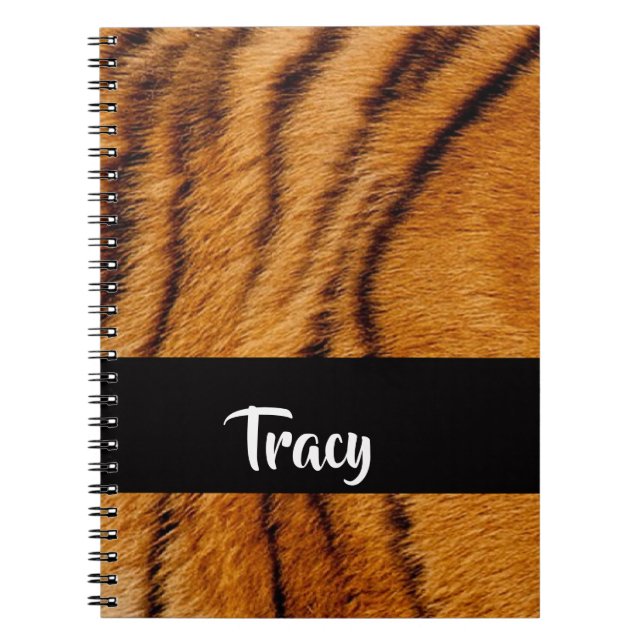 Caderno Espiral Pele do tigre de nome personalizado (Frente)