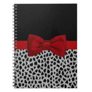 Caderno Espiral Pele-leopardo branca e branca elegante