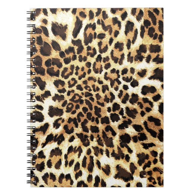 Caderno Espiral Pele-leopardo, design de padrão uniforme. (Frente)