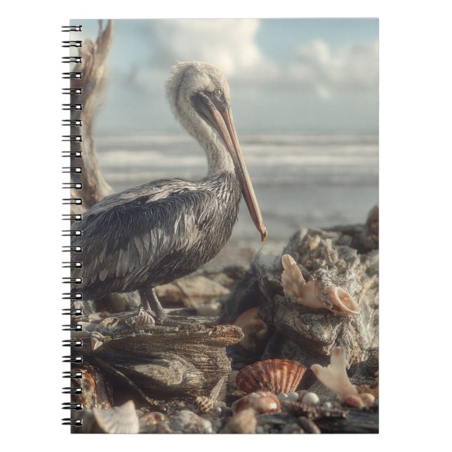 Caderno Espiral Pelicano com notebook Shore da Seashell (Frente)