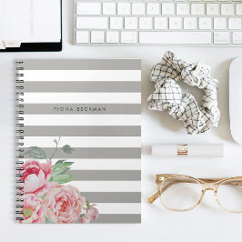 Caderno Espiral Película de cor d'água rosa e faixa de Cinzas