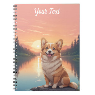 Caderno Espiral Pembroke Welsh Corgi pelo lago