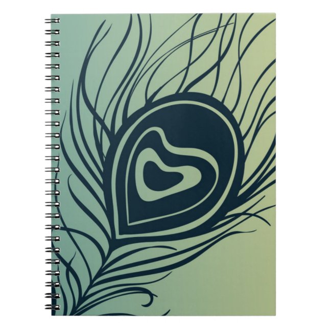Caderno Espiral Pena de Pavão Preto Verde (Frente)