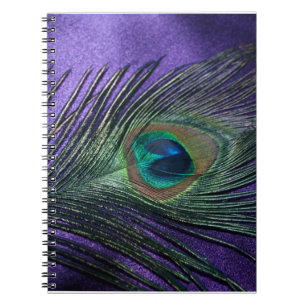 Caderno Espiral Pena roxa de seda do pavão