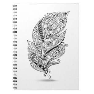 Caderno Espiral Pena tribal inspirada