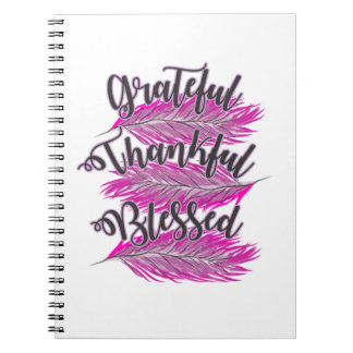 Caderno Espiral penas cor-de-rosa agradecendo o notebook abençoado