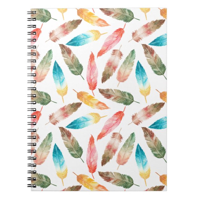 Caderno Espiral Penas de cores (Frente)