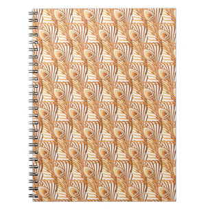 Caderno Espiral Penas de pavão-sol art nouveau design