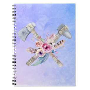Caderno Espiral Penas e flores de Tomahawk Design