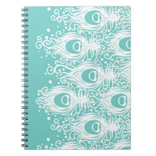Caderno Espiral Penas macias do pavão