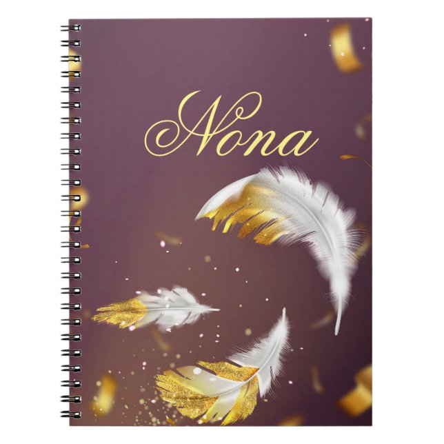 Caderno Espiral penas ouros (Frente)