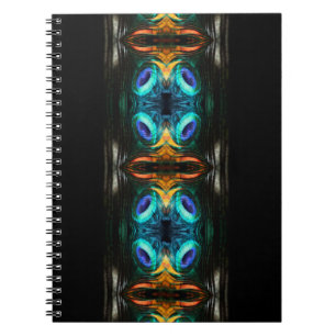 Caderno Espiral Penas psíquicas de pássaro se repetindo design