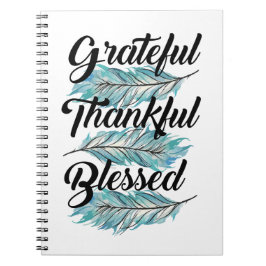 Caderno Espiral penas teal grato pílula abençoada graças