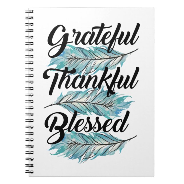 Caderno Espiral penas teal grato pílula abençoada graças (Frente)