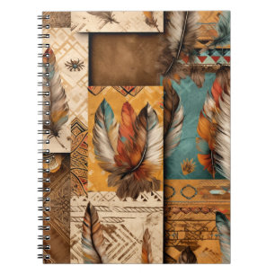 Caderno Espiral Penas Tribais Aztec Sudoeste
