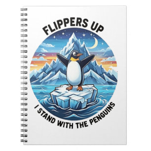 Caderno Espiral Penguin Engraçado Resiste Protesto Contra Tarrifs
