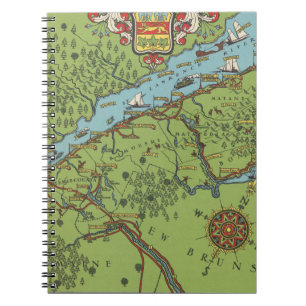Caderno Espiral Península do Gaspe, mapa do Canadá