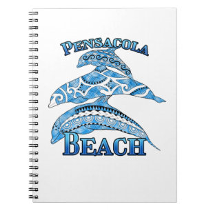 Caderno Espiral Pensacola Beach Flórida Tribal Dolphins