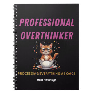 Caderno Espiral Pensador Profissional Humor de Gato Relatável