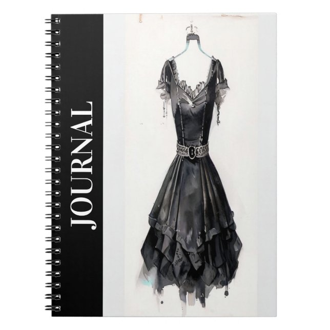 Caderno Espiral Pensamentos Elegantes: Diário LBD, Pequeno Vestido (Frente)