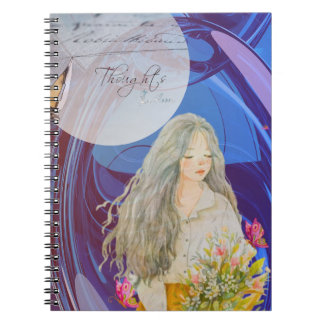 Caderno Espiral Pensamentos no Bloom Girly Notebook