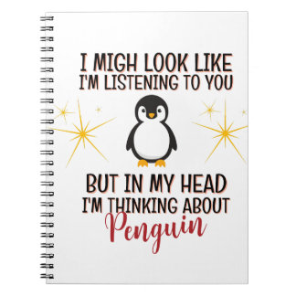 Caderno Espiral Pensando Em Pinguins - Personalizados Engraçados