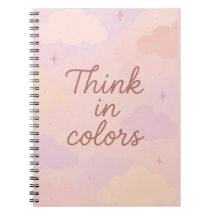 Caderno Espiral Pense em Cores – Estética Pastel Motivacional