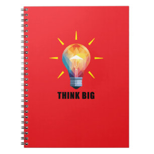 Caderno Espiral Pense no notebook de fotos espiral grande Design