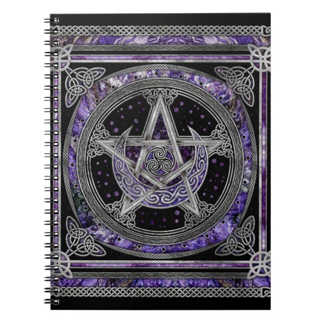 Caderno Espiral Pentagram Triskelion Ametist Moon (Frente)