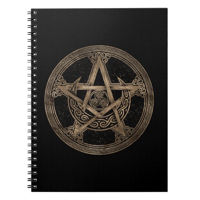 Caderno Espiral Pentagram Triskelion Moon Ornament (Frente)