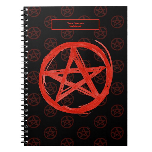 Caderno Espiral Pentagrama Vermelho Edgy Personalizável (Frente)