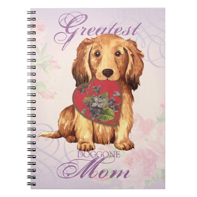 Caderno Espiral Penteado Dachshund Heart Mãe (Frente)