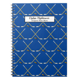 Caderno Espiral Pentes de hóquei | MVP Puck Padrão Blue Name Assun