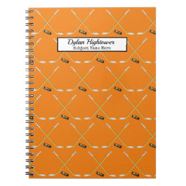 Caderno Espiral Pentes de hóquei | MVP Puck Padrão Orange Name