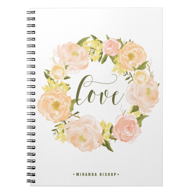 Caderno Espiral Pêonias Laranja Pastel | Alojamento (Frente)