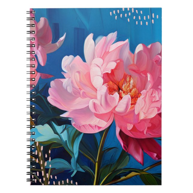 Caderno Espiral Peony Flower | Diário para notebook (Frente)