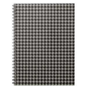 Caderno Espiral Pepita Clássica Houndstooth, Cinza Negra