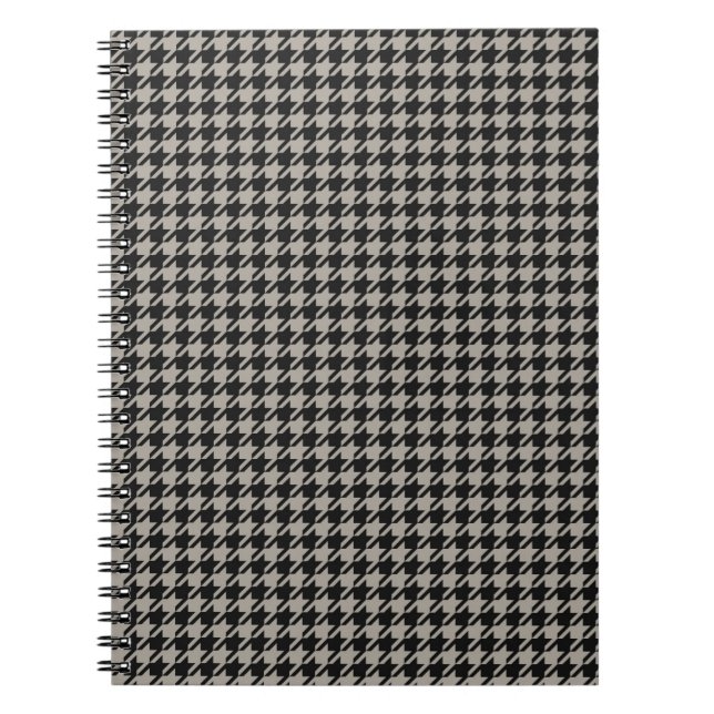 Caderno Espiral Pepita Clássica Houndstooth, Cinza Negra (Frente)