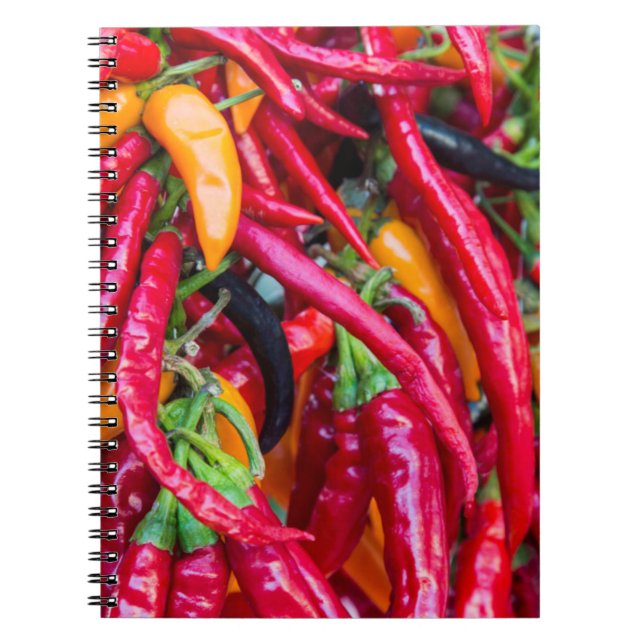 Caderno Espiral Peppers Quentes No Mercado De Agricultores Em Madi (Frente)