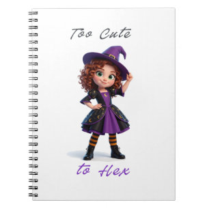 Caderno Espiral Pequena Bruxa Menina Feitiços e Faíscas de Hallowe
