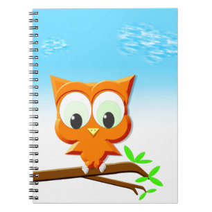 Caderno Espiral Pequena Coruja em um Ramo