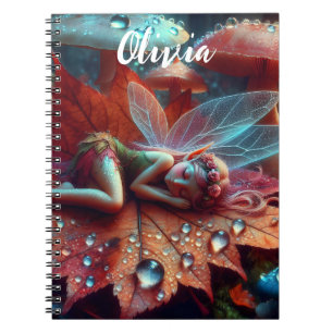 Caderno Espiral Pequena Fada Caprichosa Dormindo em uma Folha