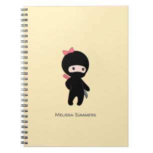 Caderno Espiral Pequena Ninja Girl personalizada em amarelo
